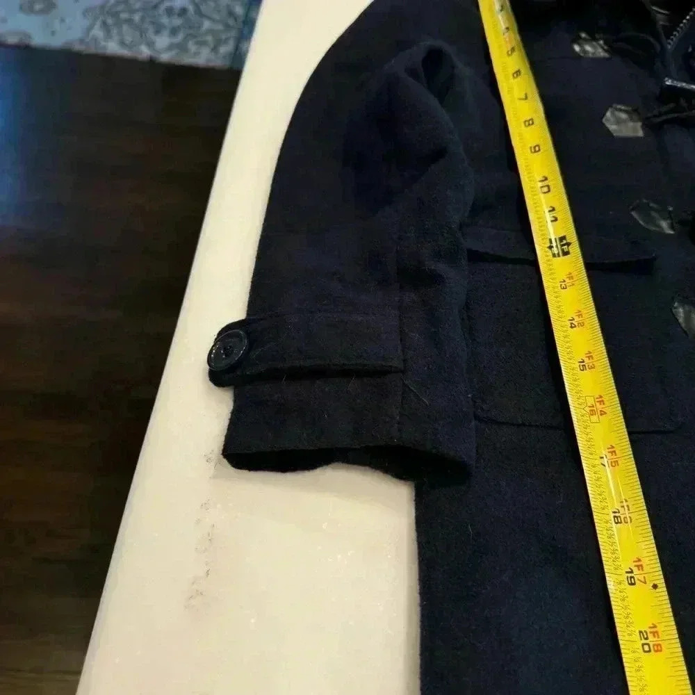 Beverly Hills Polo Club girls wool blend navy coat w/hood lined size 6X - Picture 6 of 11